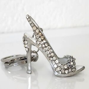 NWT Silver Slingback Stiletto with Crystals Keychain or Bag Charm